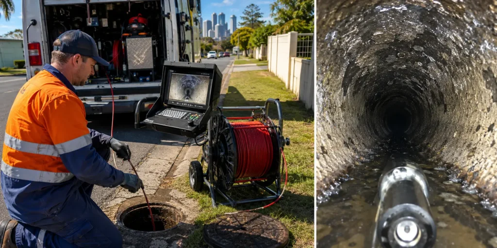 CCTV pipe inspection Brisbane drain camera inspecting underground sewer pipe